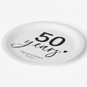 結婚50周年 ブラック&ホワイト ペーパープレート (アングル)