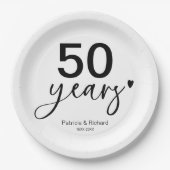 結婚50周年 ブラック&ホワイト ペーパープレート (正面)