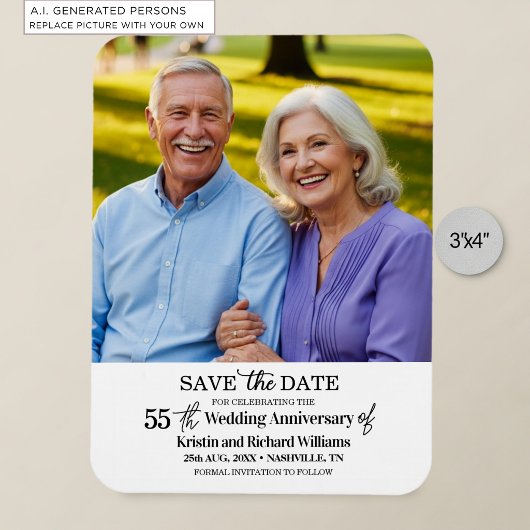結婚55周年記念のSave the Date 写真 マグネット