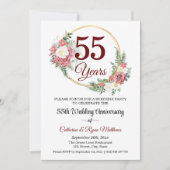 結婚55周年記念サプライズパーティ フラワー 招待状 (正面)