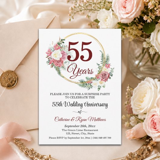 結婚55周年記念サプライズパーティ フラワー 招待状