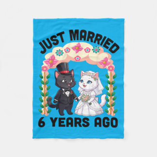 結婚6周年記念 猫 フリースブランケット