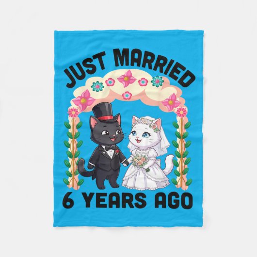 結婚6周年記念 猫 フリースブランケット (正面)