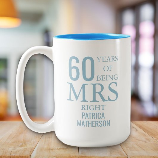 結婚60周年おめでとう Mrs Right Fun ツートーンマグカップ