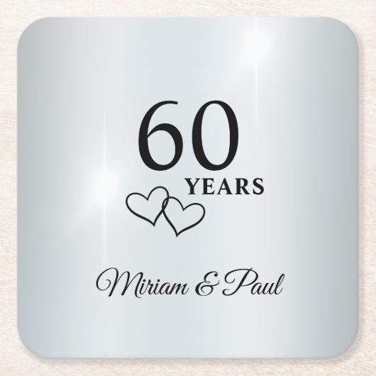 結婚60周年記念の名入れペーパーコースター スクエアペーパーコースター (正面)