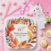 結婚60周年記念の秋の花々 ペーパープレート (パーティー)