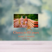 結婚60周年記念の赤いリボンまたは弓のリボン アクリルサイン (ニュートラル)