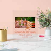 結婚60周年記念の赤いリボンまたは弓のリボン アクリルサイン (ウェディング)