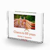 結婚60周年記念の赤いリボンまたは弓のリボン フォトブロック (右)
