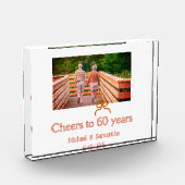 結婚60周年記念の赤いリボンまたは弓のリボン フォトブロック (左)