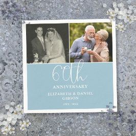 結婚60周年記念の2枚の写真入りギフト スタンダードカクテルナプキン
