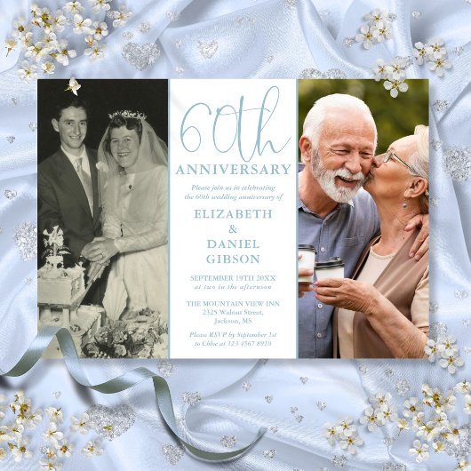 結婚60周年記念の2枚の写真入りギフト 招待状