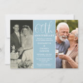 結婚60周年記念の2枚の写真 Then And Now 招待状 (正面)