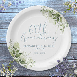 結婚60周年記念グリーンリーフフラワー ペーパープレート