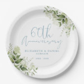 結婚60周年記念グリーンリーフフラワー ペーパープレート (正面)