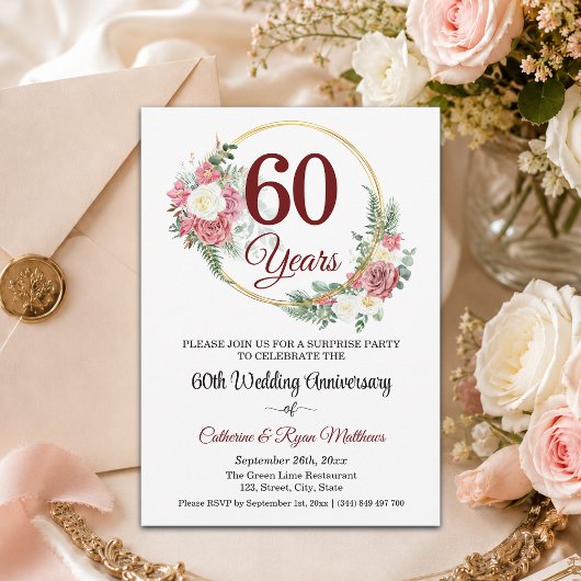 結婚60周年記念サプライズパーティー フローラル 招待状
