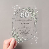 結婚60周年記念シルバーグリーンとダイヤモンド アクリル招待状 (インサイチュ (ポータブル))
