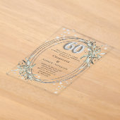 結婚60周年記念シルバーグリーンとダイヤモンド アクリル招待状 (レイダウン)