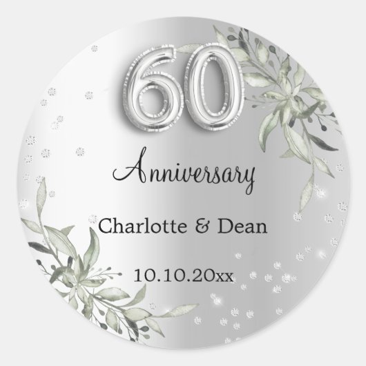 結婚60周年記念シルバーダイヤモンド ラウンドシール (正面)