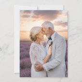 結婚60周年記念シルバーフローラルリボン写真 招待状 (裏面)