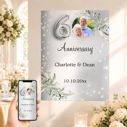 結婚60周年記念シルバー写真ウェルカム ポスター