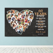 結婚60周年記念ハート型フォトコラージュ キャンバスプリント (インサイチュ (ウッドフロア))