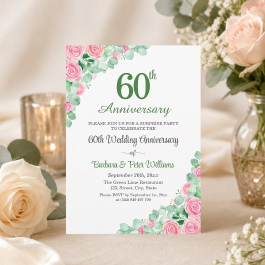 結婚60周年記念バラのサプライズパーティ 招待状