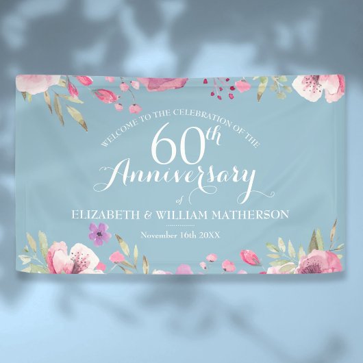 結婚60周年記念バラのフラワーウェルカム 横断幕