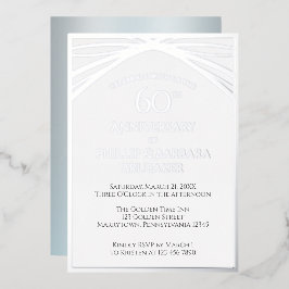 結婚60周年記念パーティーのためのエレガントなダイヤモンドデザイン 箔招待状