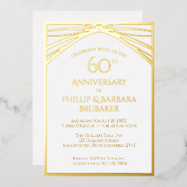 結婚60周年記念パーティー ゴールド エレガントアーチ 箔招待状