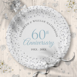 結婚60周年記念ラブハートのカラフルな紙吹雪 ペーパープレート