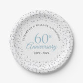 結婚60周年記念ラブハートのカラフルな紙吹雪 ペーパープレート (正面)