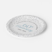 結婚60周年記念ラブハートのカラフルな紙吹雪 ペーパープレート (アングル)