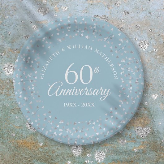 結婚60周年記念ラブハートの紙吹雪 ペーパープレート
