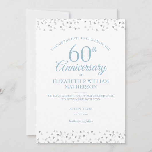 結婚60周年記念日変更コンフェティ 招待状 (正面)