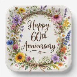 結婚60周年記念紙皿、60周年結婚記念日 ペーパープレート