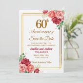 結婚60周年記念 ゴールドフレーム フラワー セーブザデート (スタンド正面)