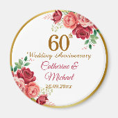 結婚60周年記念 ゴールドフレーム フラワー マグネット (正面)