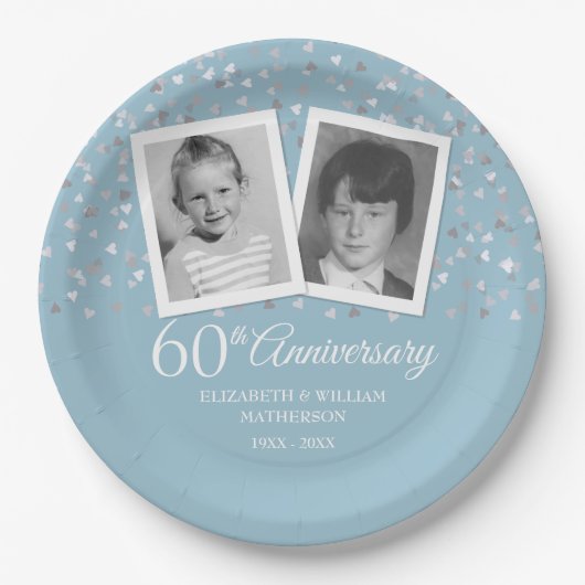 結婚60周年 ダイヤモンド記念日の子供の写真 ペーパープレート (正面)