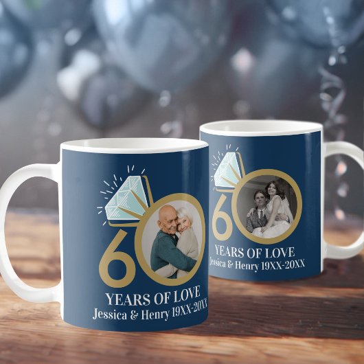 結婚60周年 ダイヤモンド記念日 写真 60年 コーヒーマグカップ