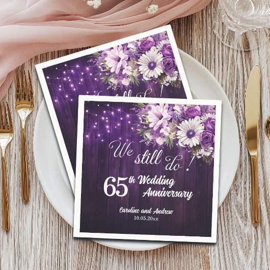 結婚65周年記念のストリングライト スタンダードカクテルナプキン