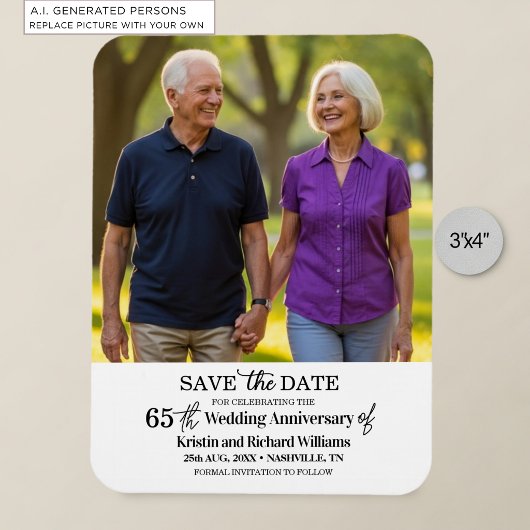 結婚65周年記念のSave the Date 写真 マグネット