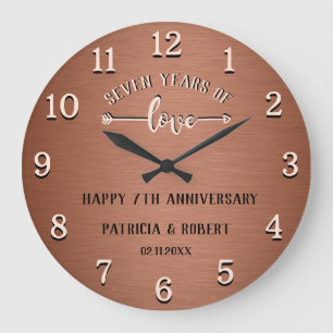 結婚7周年おめでとう 銅の結婚記念日 ラージ壁時計