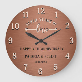 結婚7周年おめでとう 銅の結婚記念日 ラージ壁時計