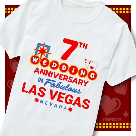 結婚7周年記念をラスベガスでお祝いするカップル Tシャツ