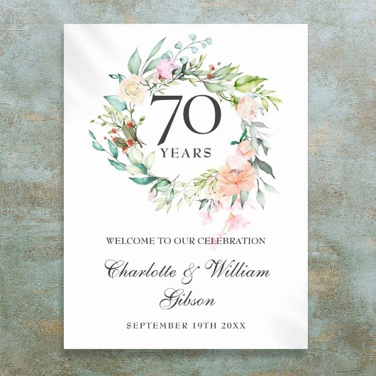 結婚70周年記念ウェルカムボード バラの花 ポスター