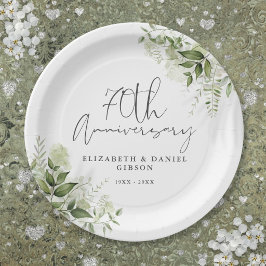 結婚70周年記念グリーンリーフフラワー ペーパープレート