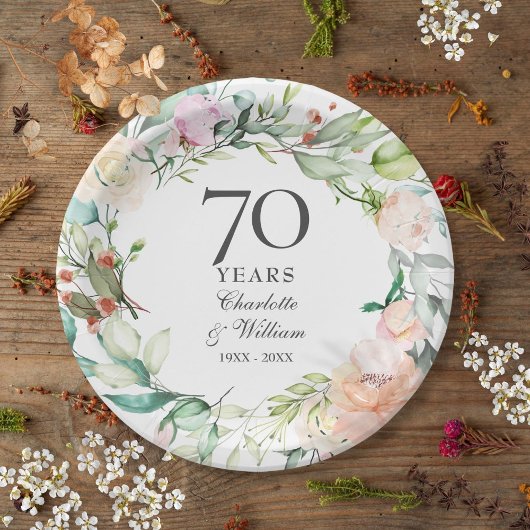 結婚70周年記念バラの花輪フラワー ペーパープレート