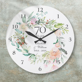 結婚70周年記念バラの花 ラージ壁時計