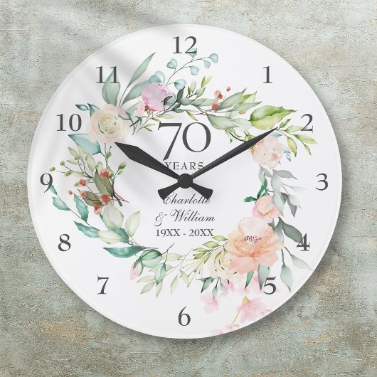 結婚70周年記念バラの花 ラージ壁時計